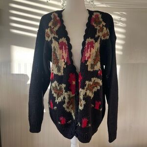 Vintage Casa Bella Knit Floral Sweater Cardigan